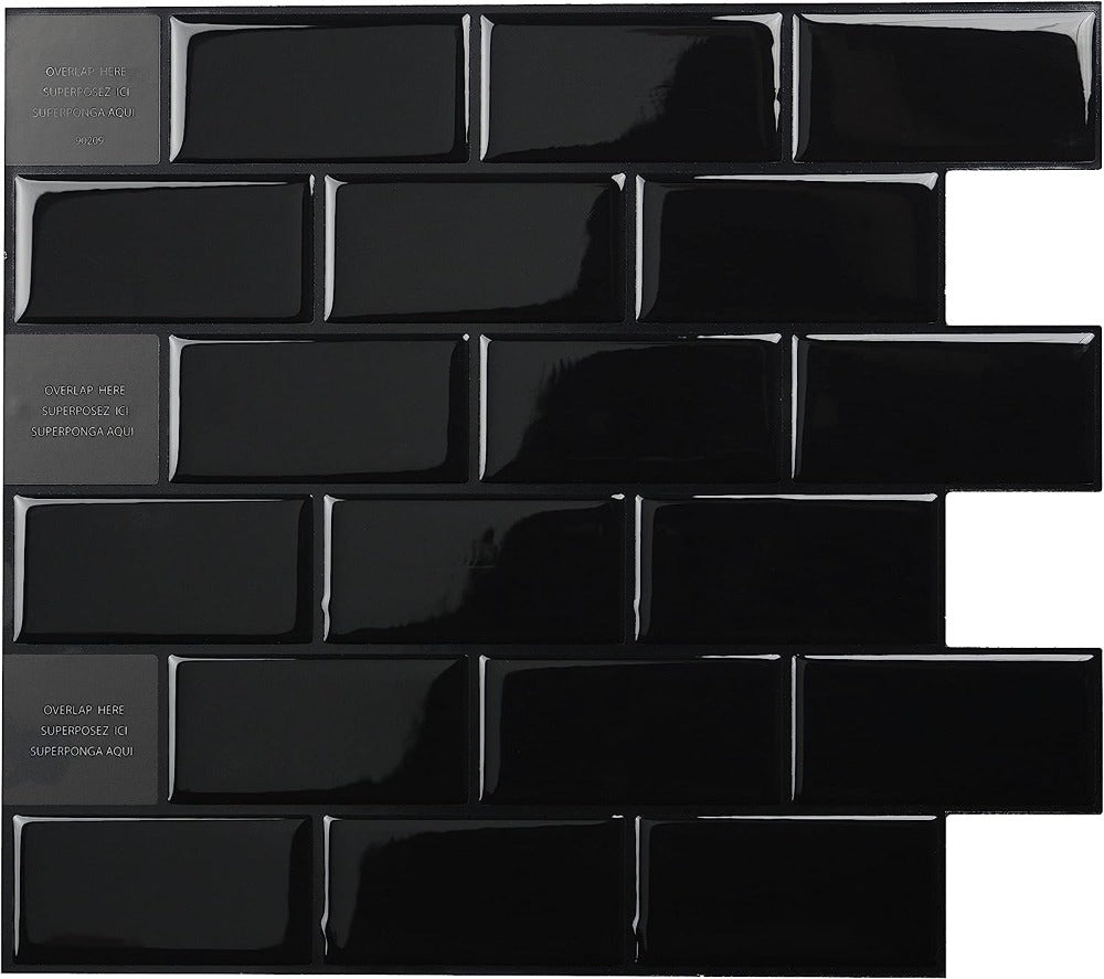 Black 3D Adhesive Peel and Stick Tile