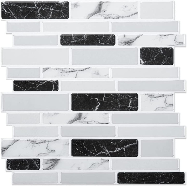 Peel and Stick Backsplash Tiles in Marble Design