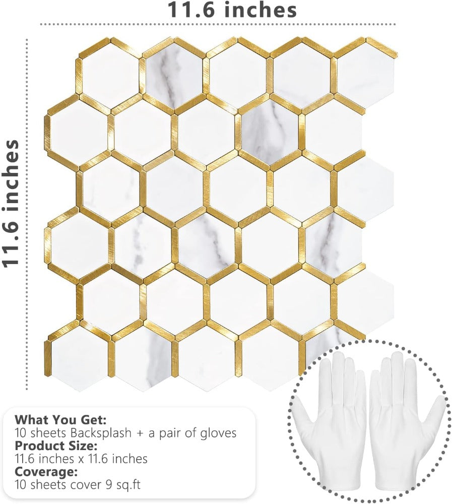 Hexagon Peel and Stick on Backsplash Size