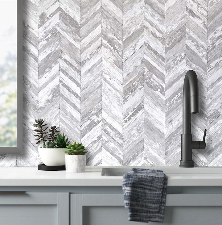 Herringbone Peel and Stick Backsplash for Kitchen