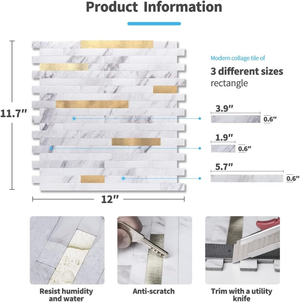 Peel and Stick Stone Overlay Kitchen Backsplash Tile Size