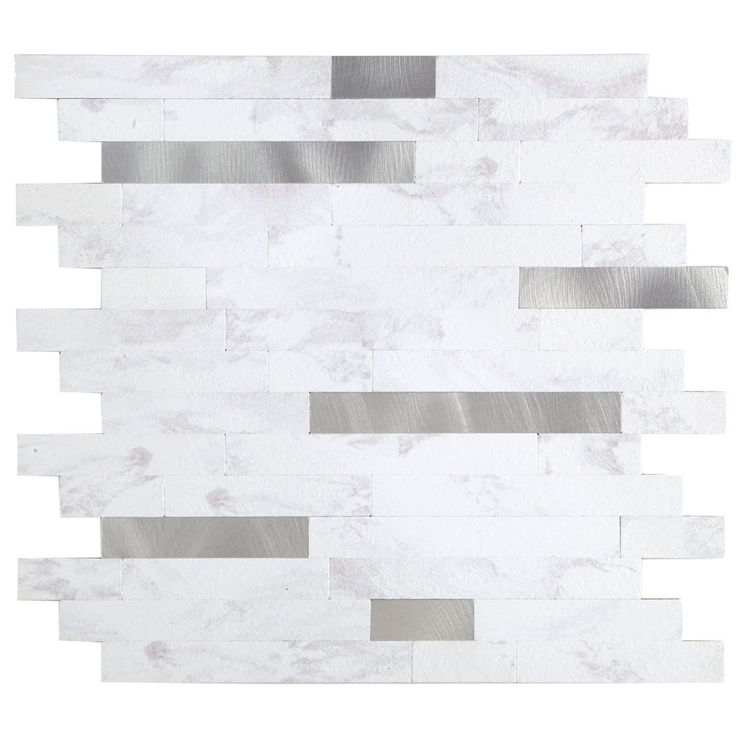 Kara White Stone Peel and Stick Backsplash