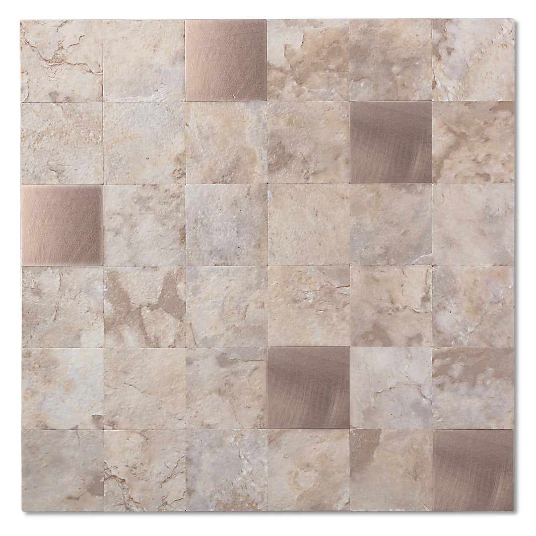 Square Tile Backsplash Ecru Stone