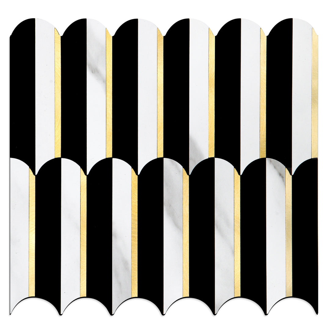 Black & White Marble Mixed Gold Stick on Backsplash