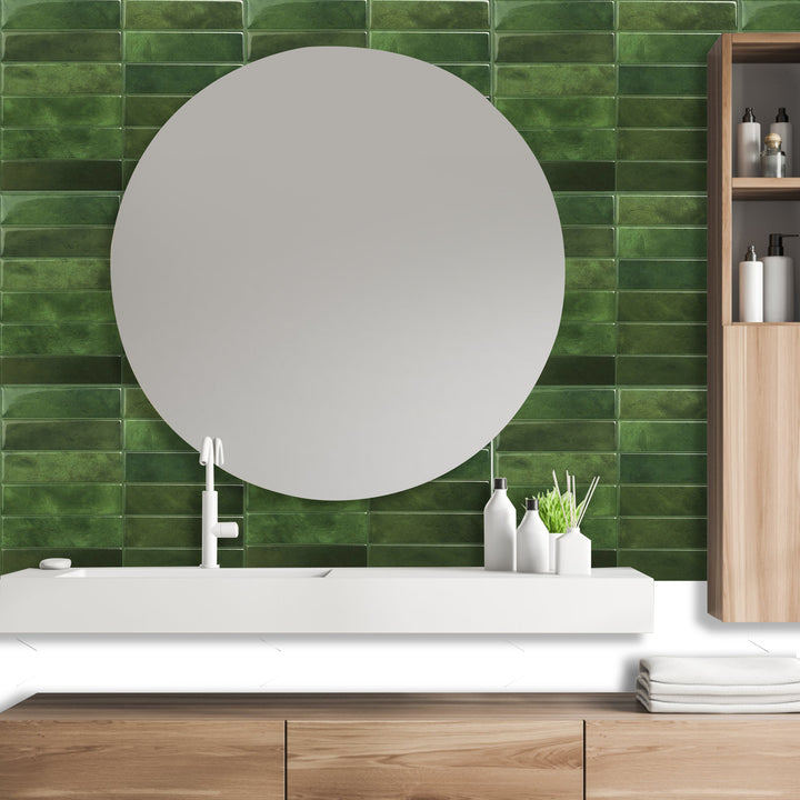 peel and stick green tile for bathroom