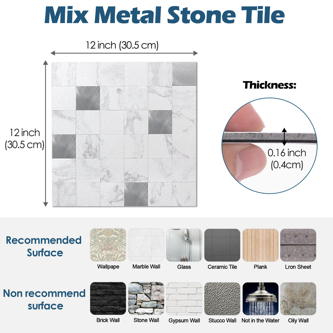 mix metal stone tile