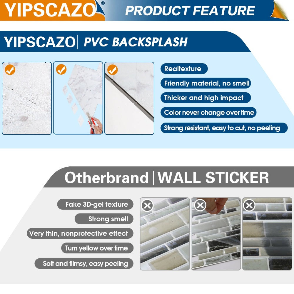 Yipscazo peel and stick backsplash