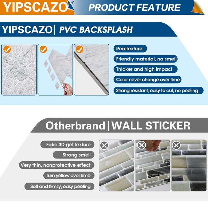 Yipscazo peel and stick backsplash