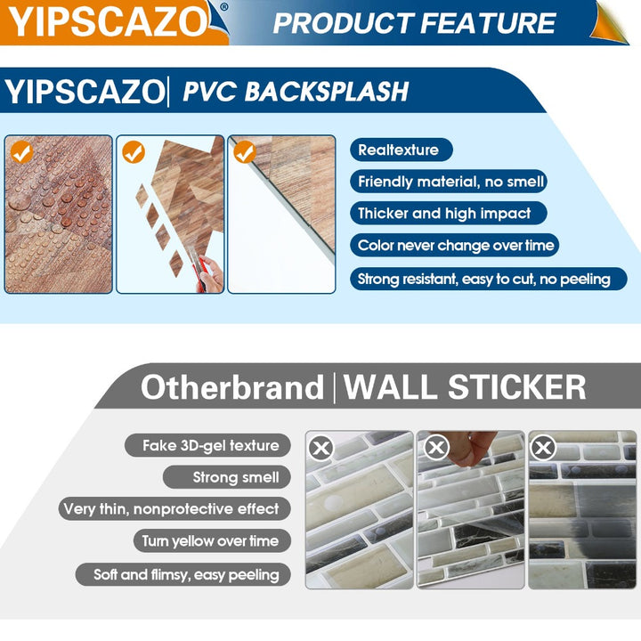 Yipscazo peel and stick backsplash