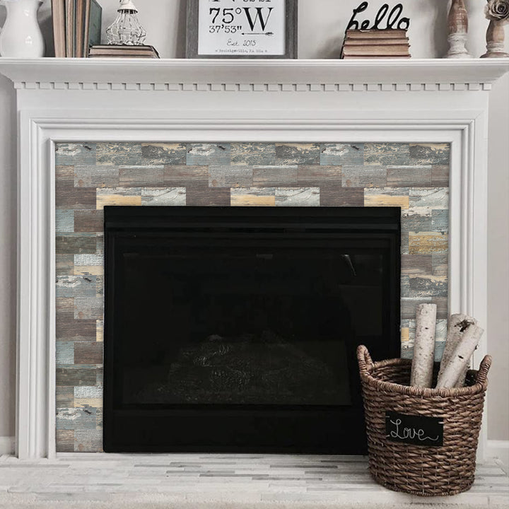 peel and stick subway tile for fireplace