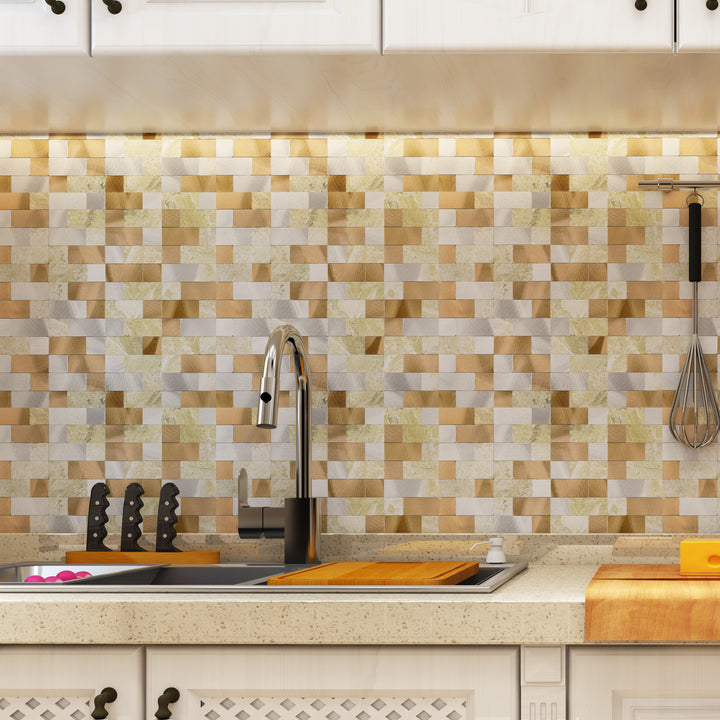 metal tile backsplash stick on kitchen