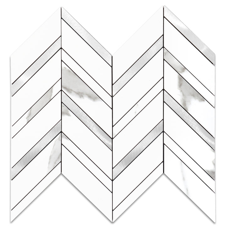 marble mix silver herringbone tile