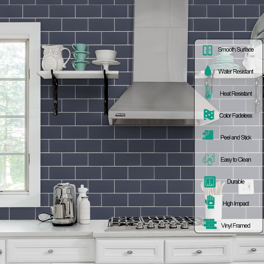 kitchen backsplash tile in navy blue