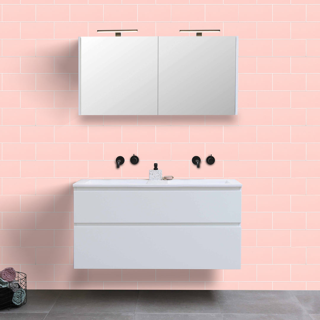 bathroom peel and stick tile in nade pink