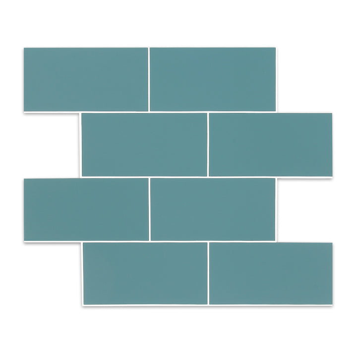 Peacock Green Peel and Stick Subway Backsplash Tile