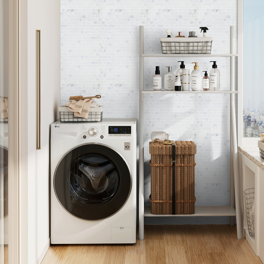 3d vinyl tiles stick on laundry room