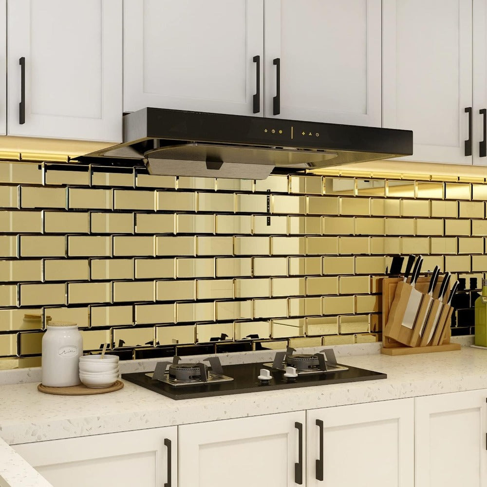 glass subway tile stick on kitchen