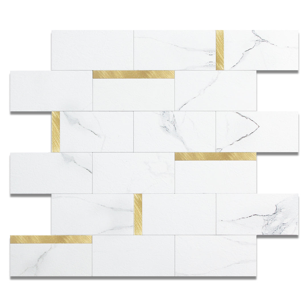 White Marble Mixed Metal Tile