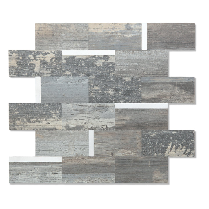 Rustic Wood Mixed Metal Subway Tile