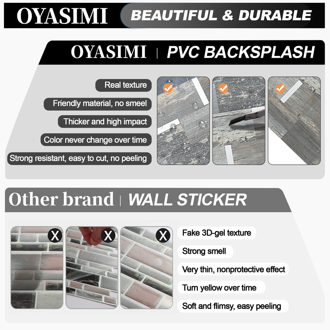 PVC subway backsplash tile