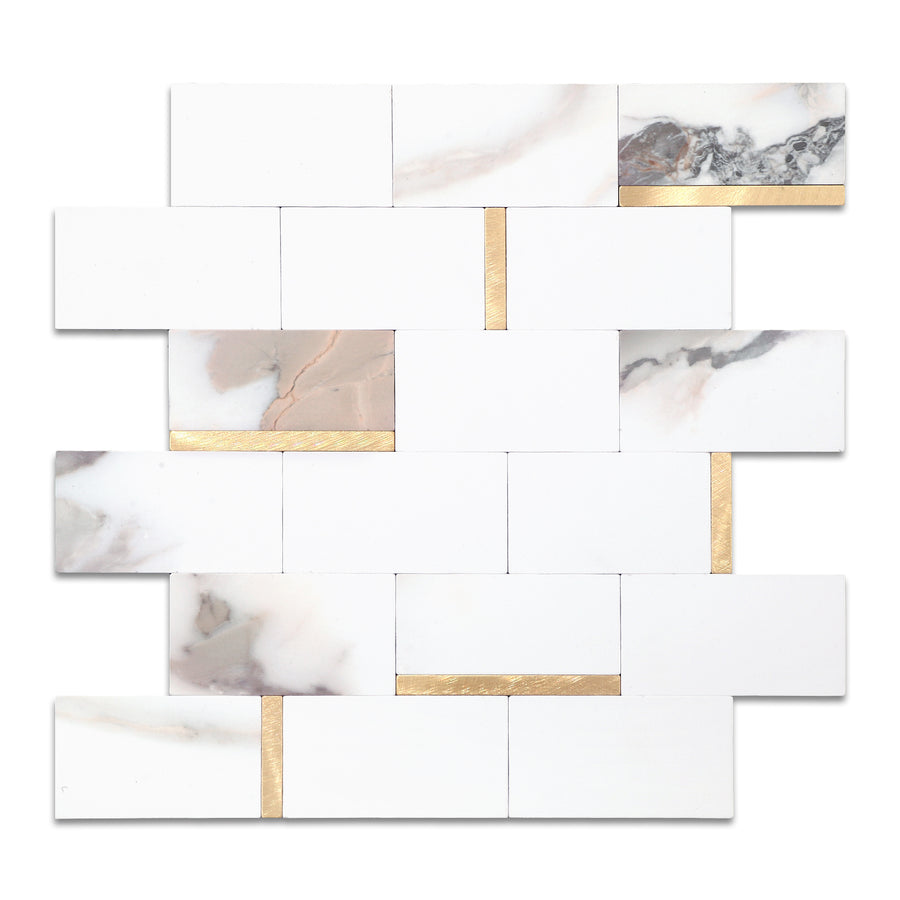 Marble Mixed Gold Metal peel and stick tile backsplash