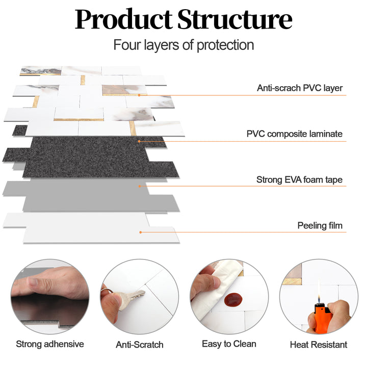 Internal framework of self-adhesive tiles