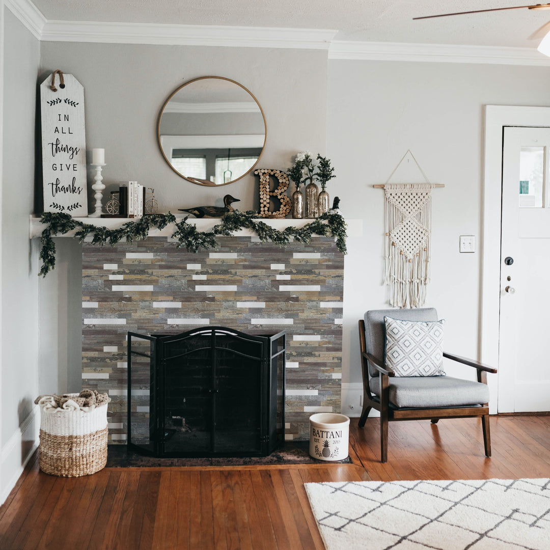 peel and stick backsplash for fireplace