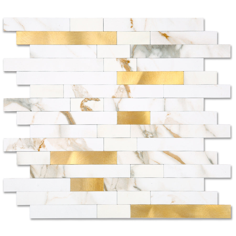 White Golden Metal Linear Blend Tile