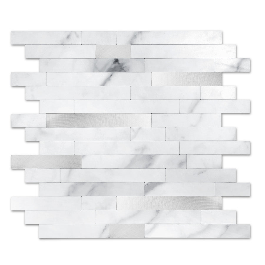 marble white with metal backsplash tile