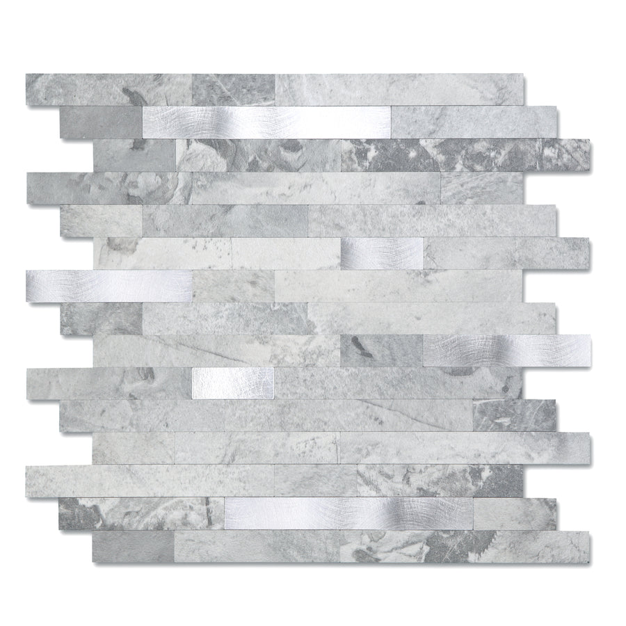 grey stone with metal tile