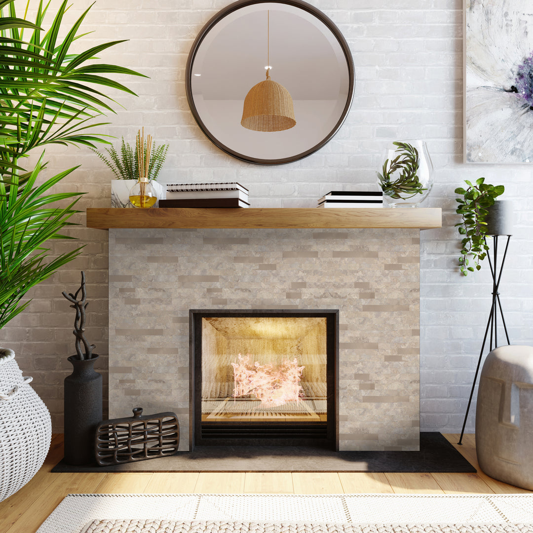 Adhesive fireplace tiles