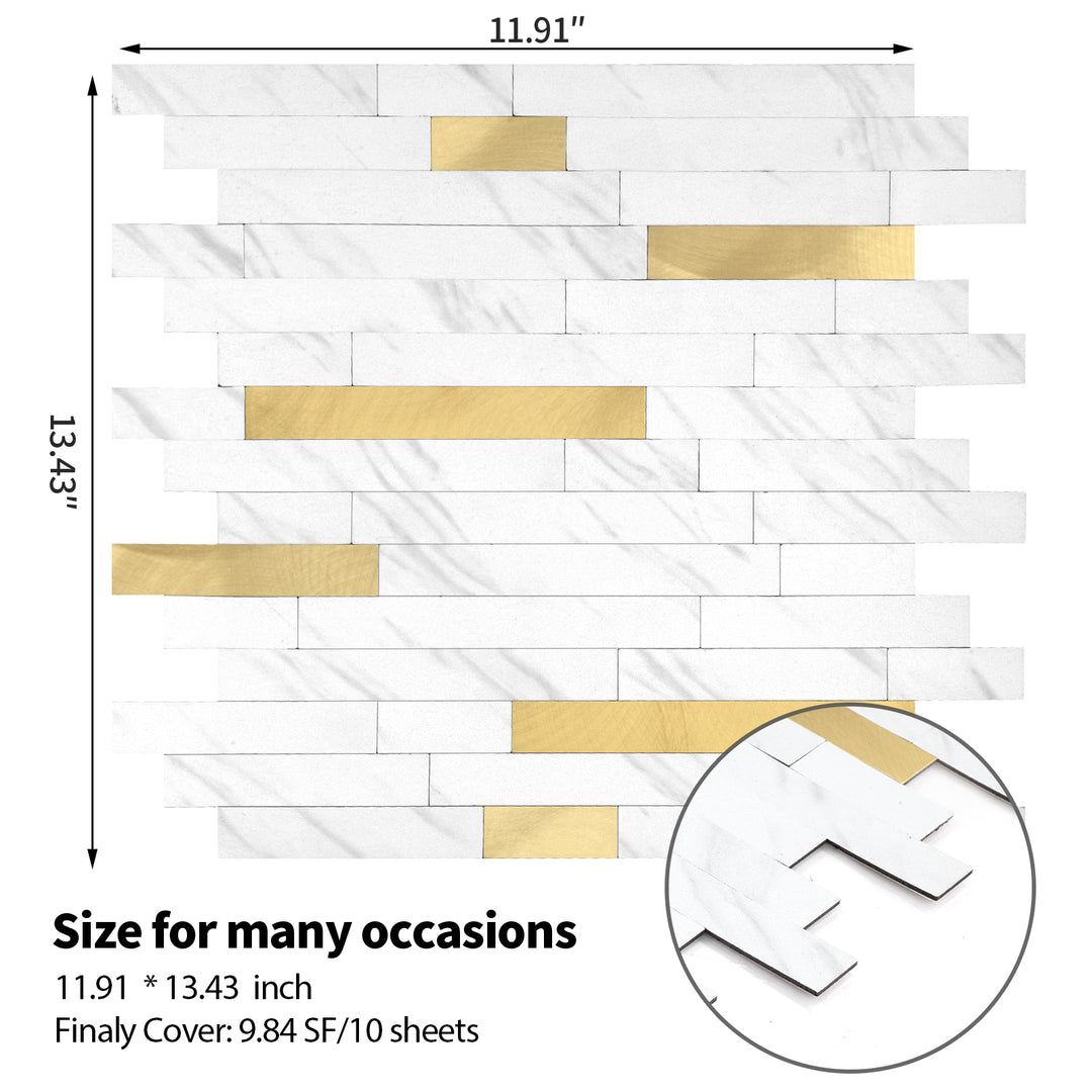 Size specifications of peel-and-stick tiles