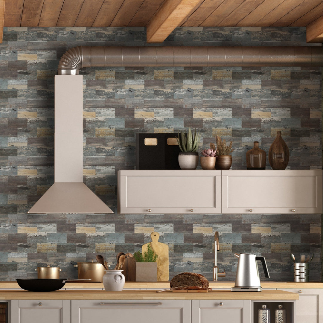 backsplash tile stick on farmhouse kitchen