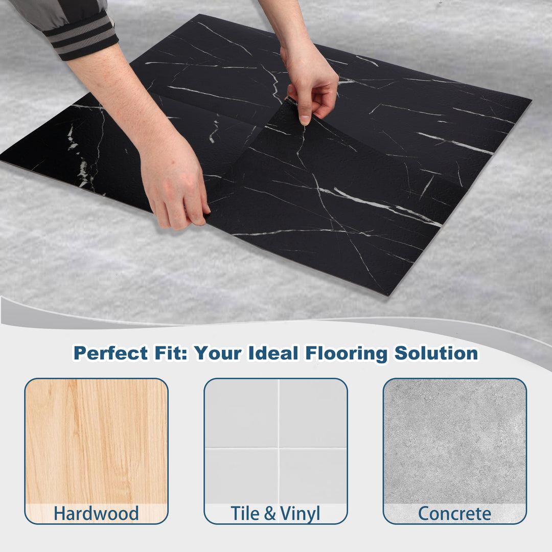 Stick-and-place flooring tiles