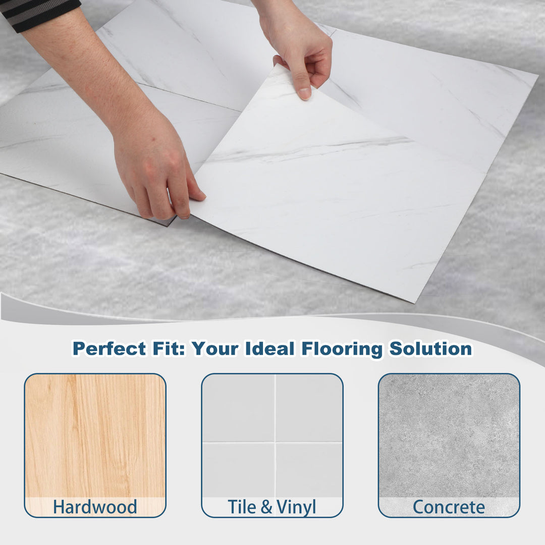 Self-adhesive flooring tiles