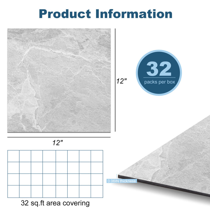 Size details of adhesive floor tiles