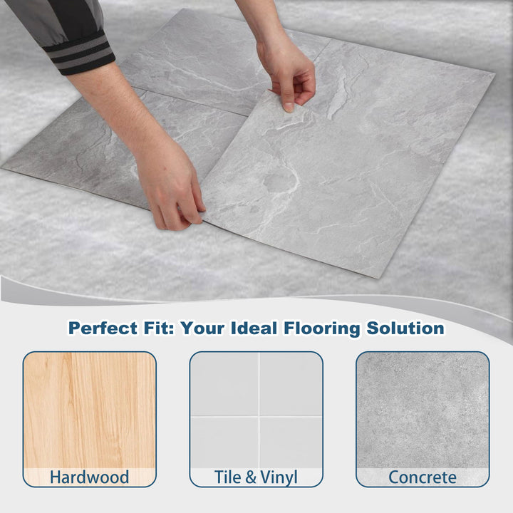 Stickable flooring tiles