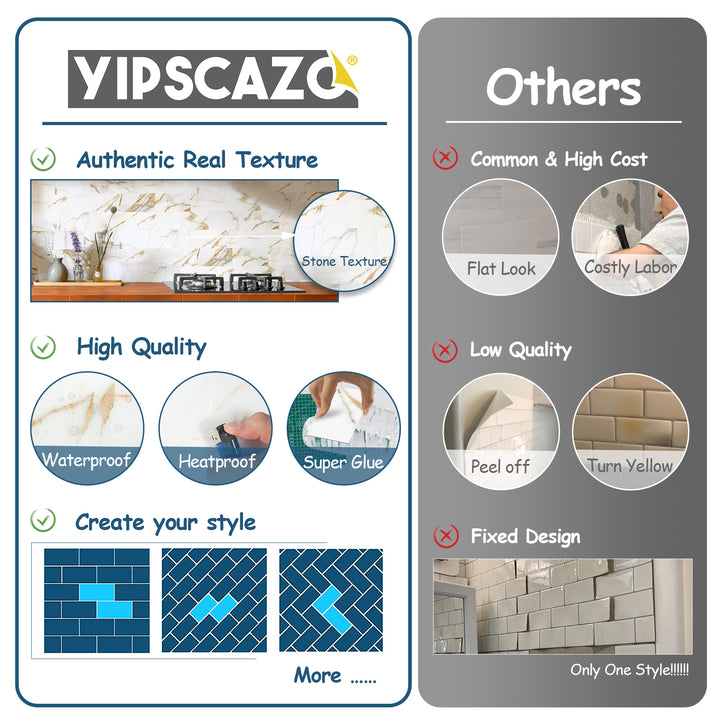 yipscazo peel and stick brick tile