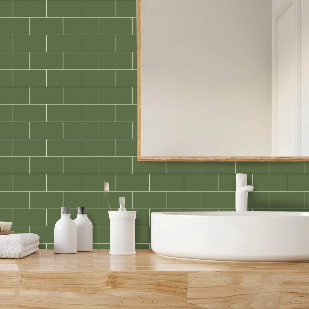 Adhesive peel-and-stick tiles for the bathroom