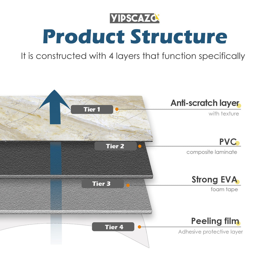 Internal structure of peel-and-stick tiles