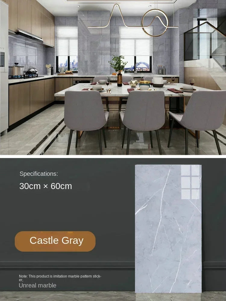 11.8" X 23.6" Castle Gray 3D Self-adhesive Tile Stickers PVC Faux Marble Wallpaper