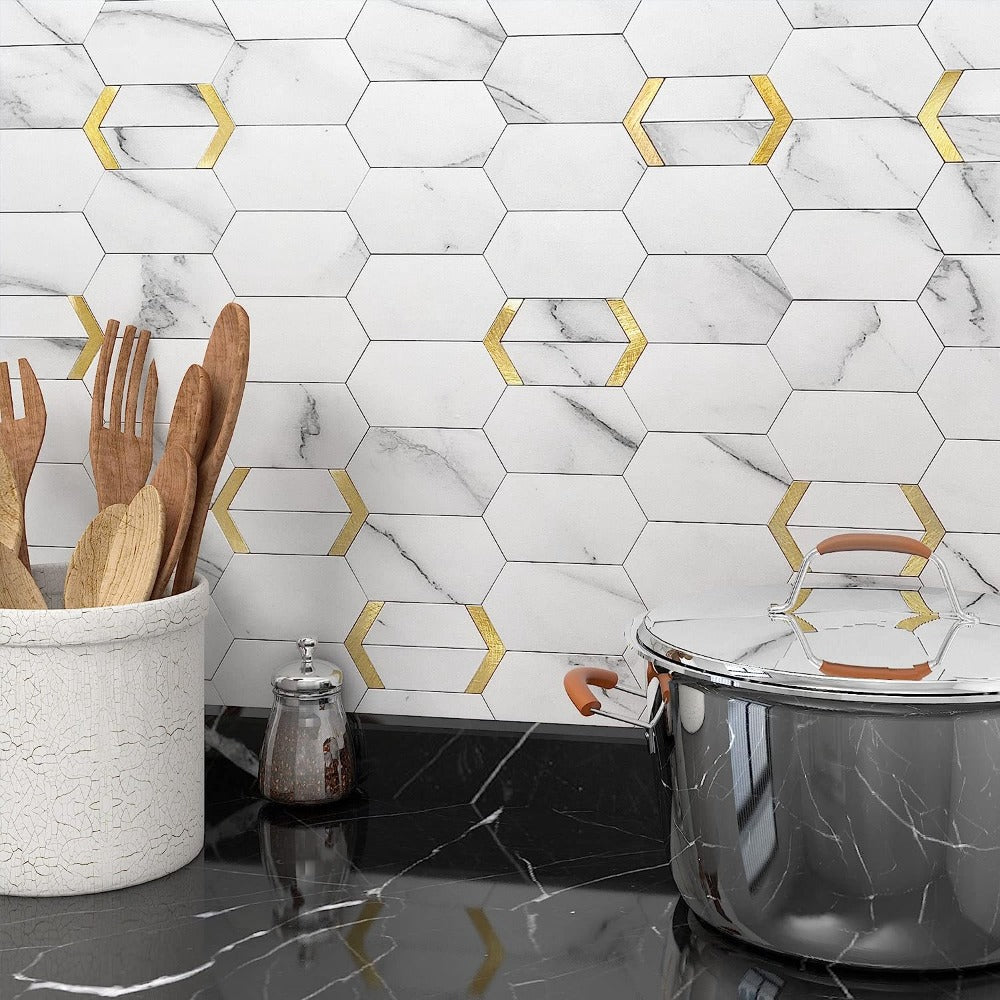 White Gold Peel and Stick Tile for Kitchen