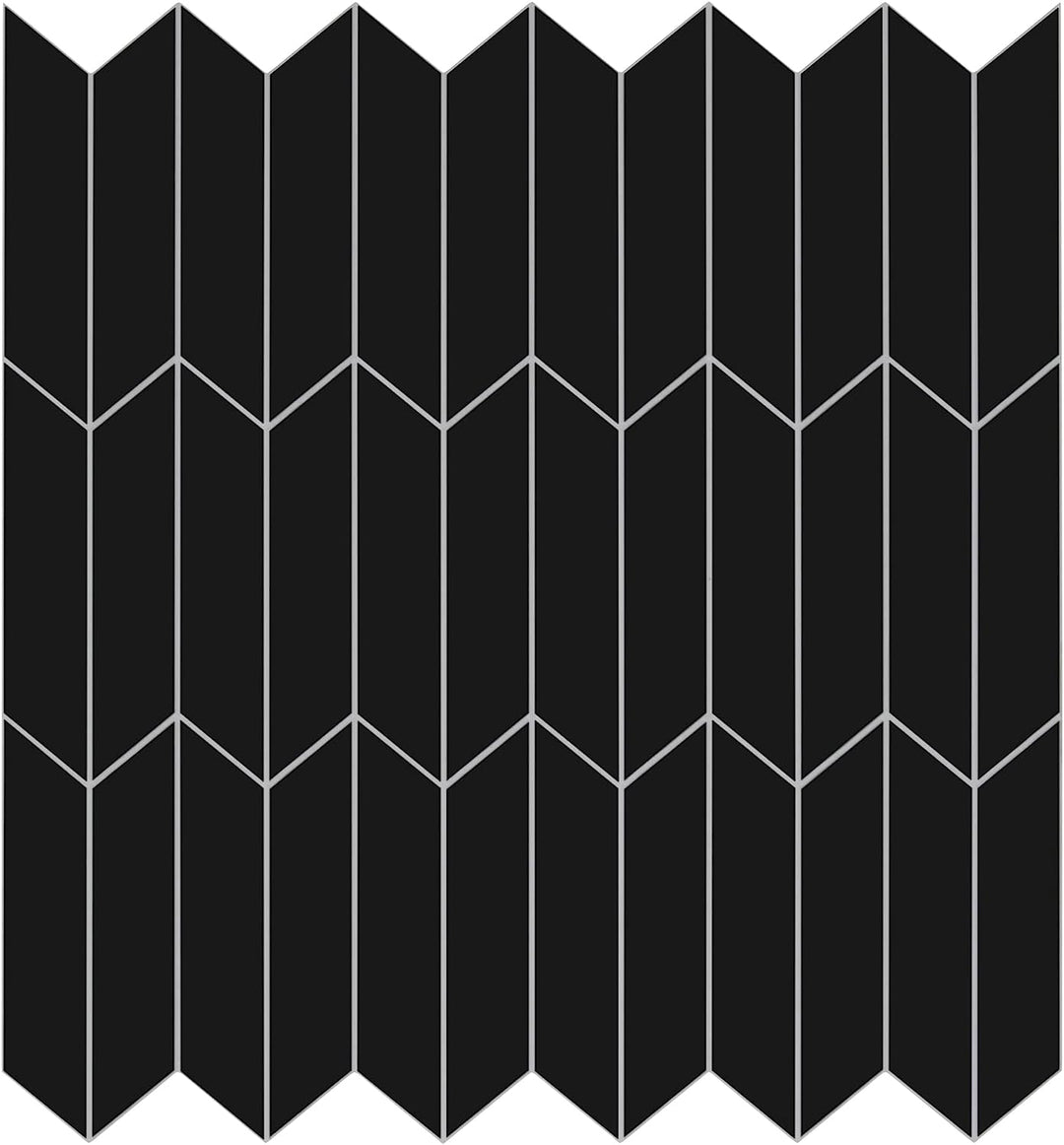 Black Herringbone Peel and Stick Mosaic Tile