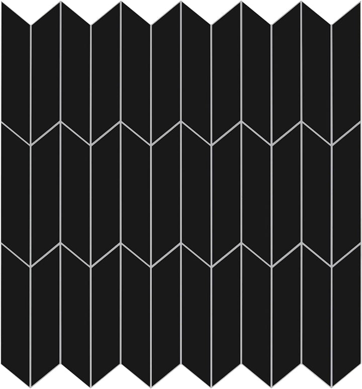 Black Herringbone Peel and Stick Mosaic Tile