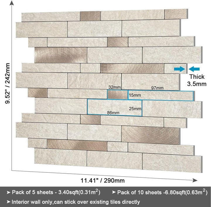 peel and stick tile size