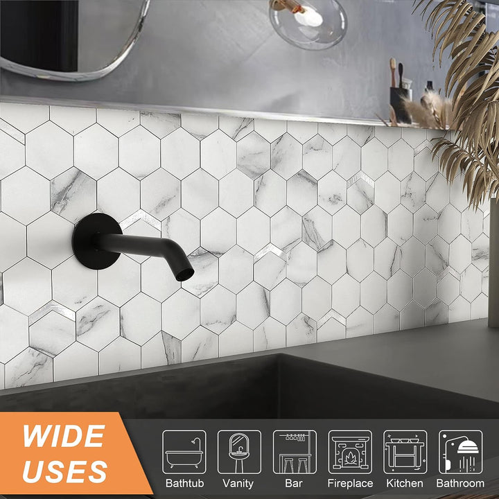 White Silver Peel and Stick Backsplash