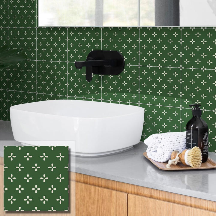 Glossy Green Peel and Stick Backsplash