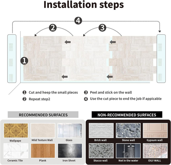 peel and stick kitchen backsplash pvc mosaic in Sandstone Beige compare image