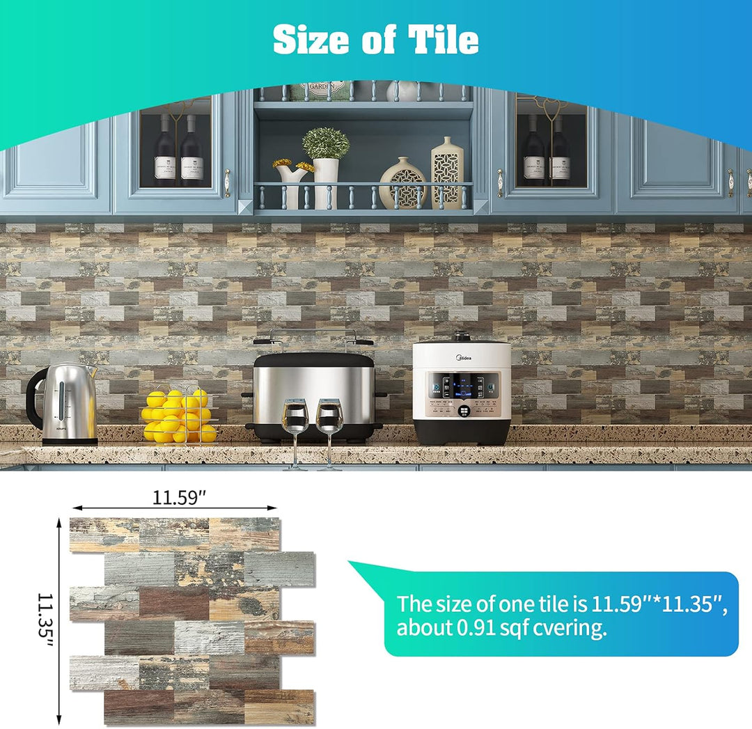 subway tile PVC size image Realistic Distressed Wood Texture Tile in Mix Rustic