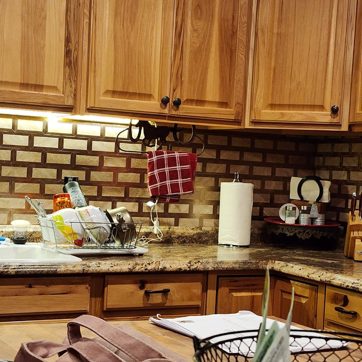 Stone metal tile stick on kitchen